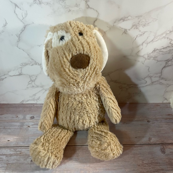 Manhattan Toy Co REX Puppy Dog Plush 15" Brown Ribbed Stuffed Animal Eye Patch - Picture 1 of 5